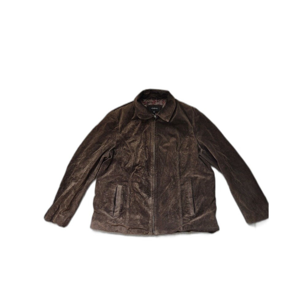 Colebrook Brown Genuine Leather Jacket Full Zip Paisley Lined Womens 18/20 GUC